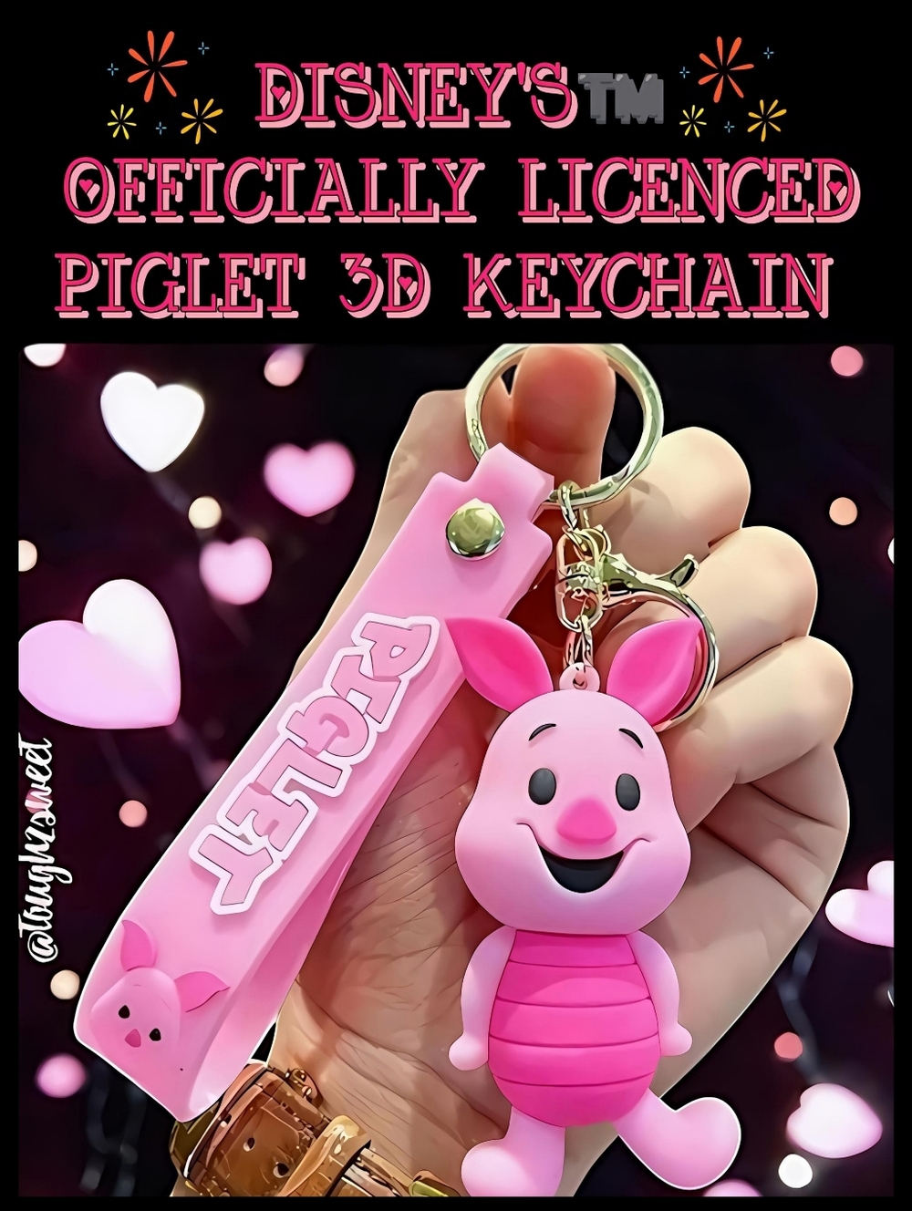 🆕LAST 1🎉DISNEY'S OFFICIALLY LICENCED PIGLET 3D KEYCHAIN